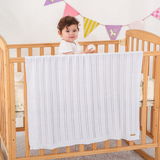 WHITE TWISTED ROPE BLANKET