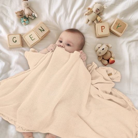 CREAM KNITTED BABY BLANKET