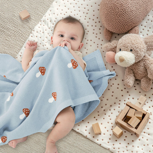 BLUE MUSHROOM BABY BLANKT
