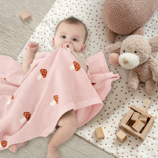 PINK MUSHROOM BABY BLANKT