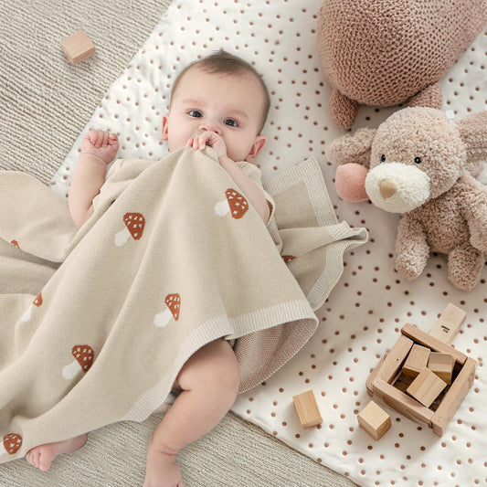 CREAM MUSHROOM BABY BLANKT