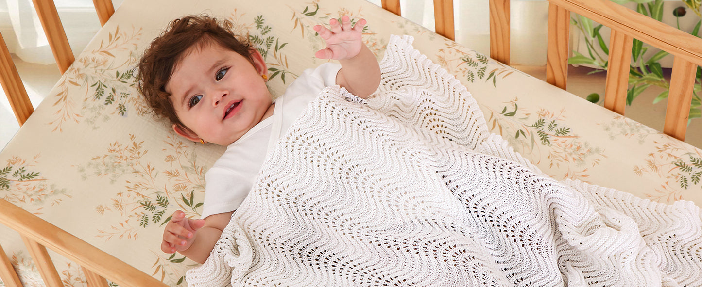 White Crochet Baby Blanket – Soft, Breathable Cotton for Newborns & Infants