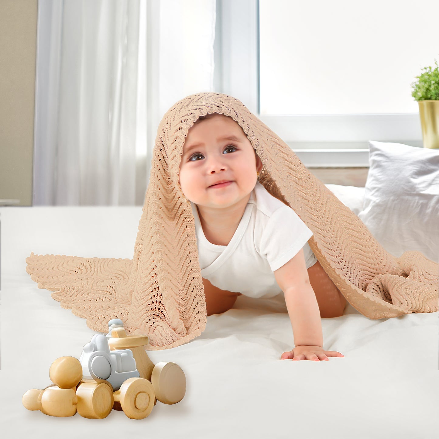 CREAM CROCHET BLANKET