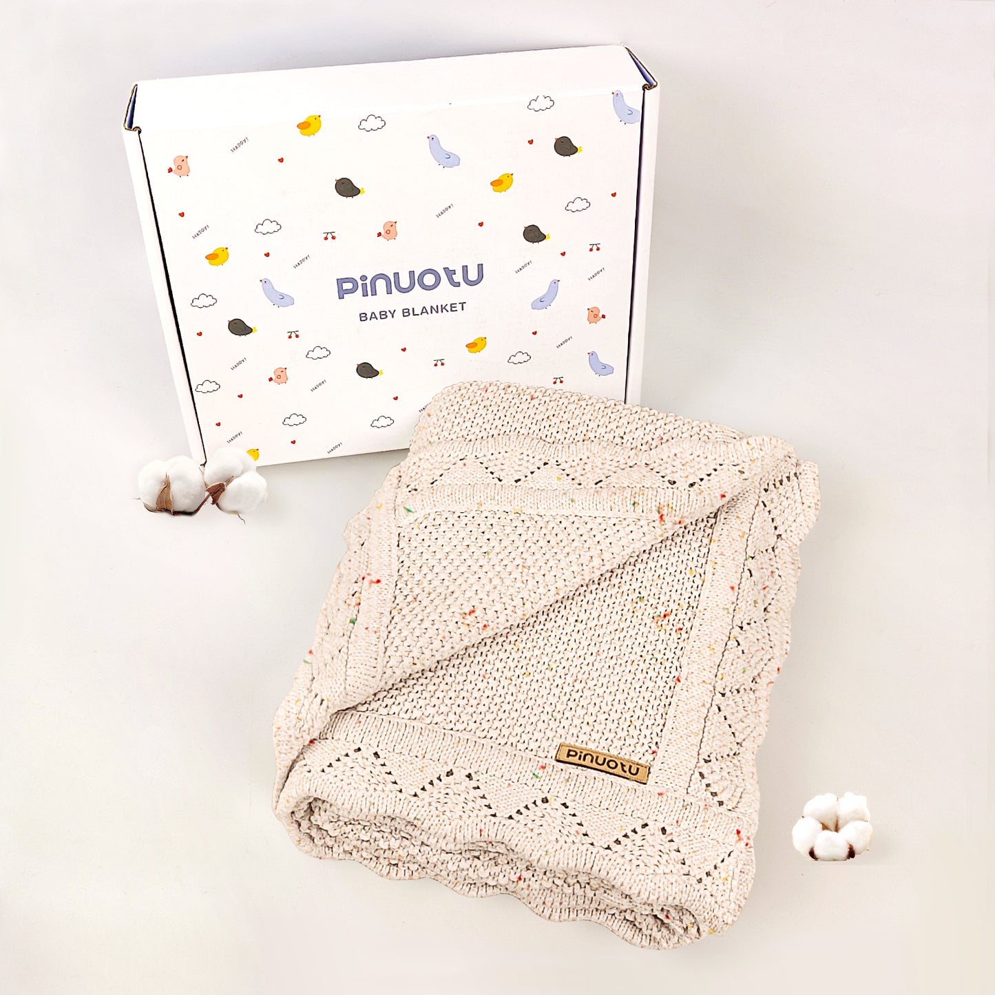 OATMEAL FLECK KNITTED BABY BLANKET