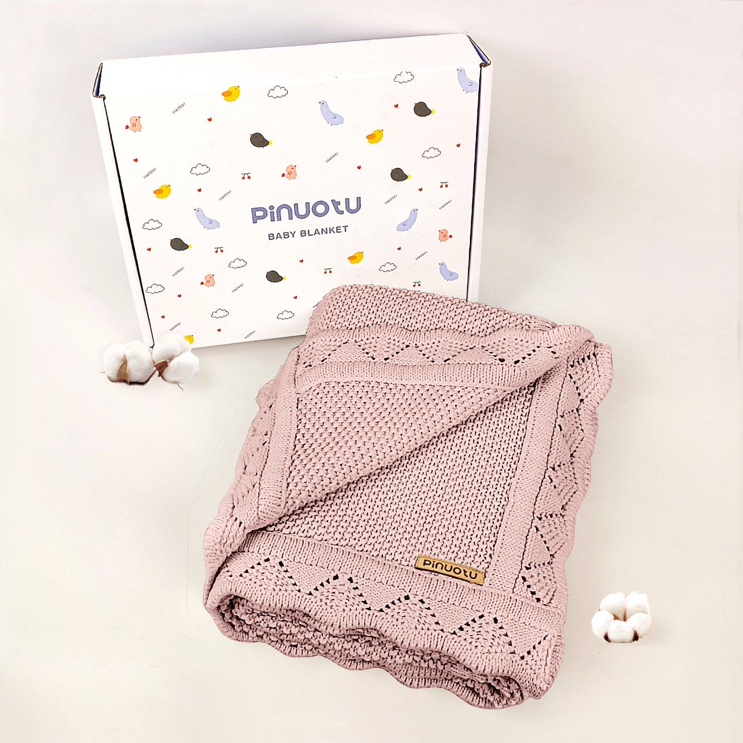 DUSTY ROSE KNITTED BABY BLANKET