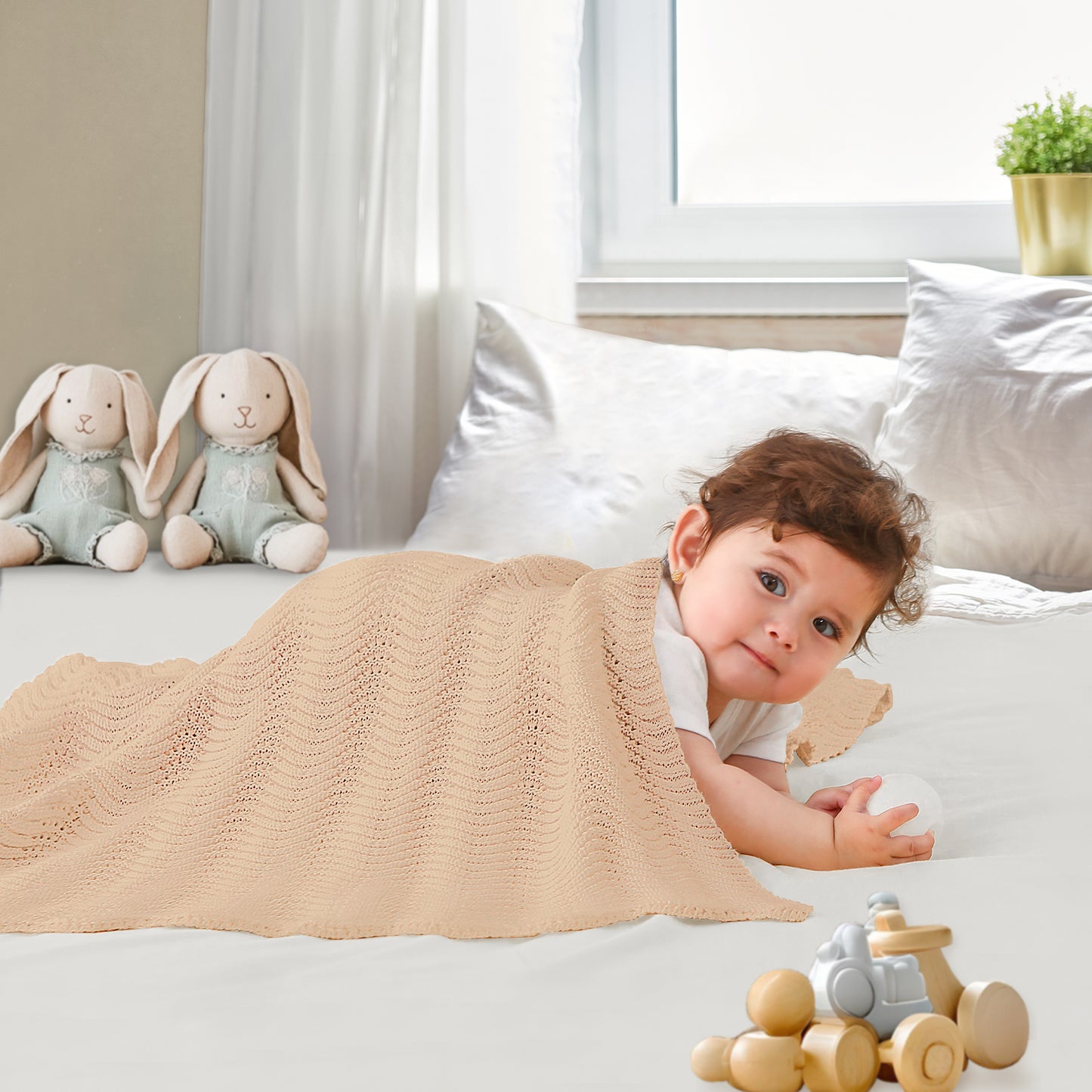 CREAM CROCHET BLANKET