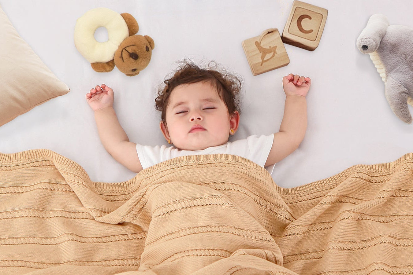 CREAM TWISTED ROPE BLANKET