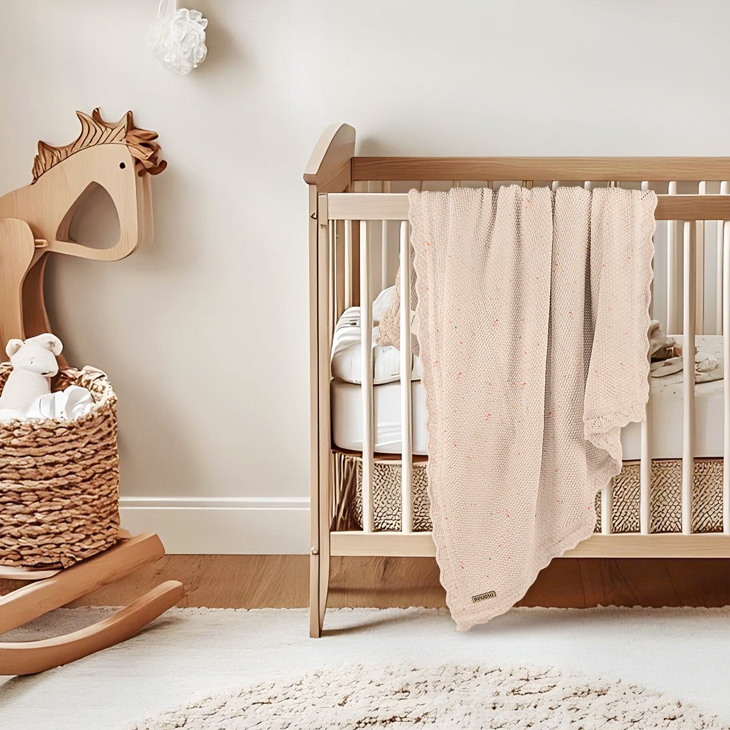 OATMEAL FLECK KNITTED BABY BLANKET