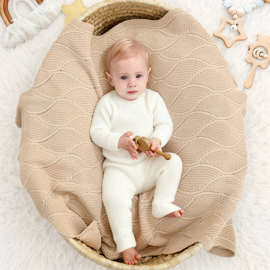 Thick Cotton Knit Baby Blanket 40x31 Inches