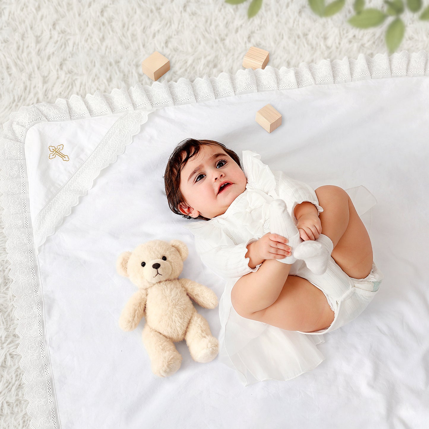 Baptism & Christening Baby Blanket with Hood