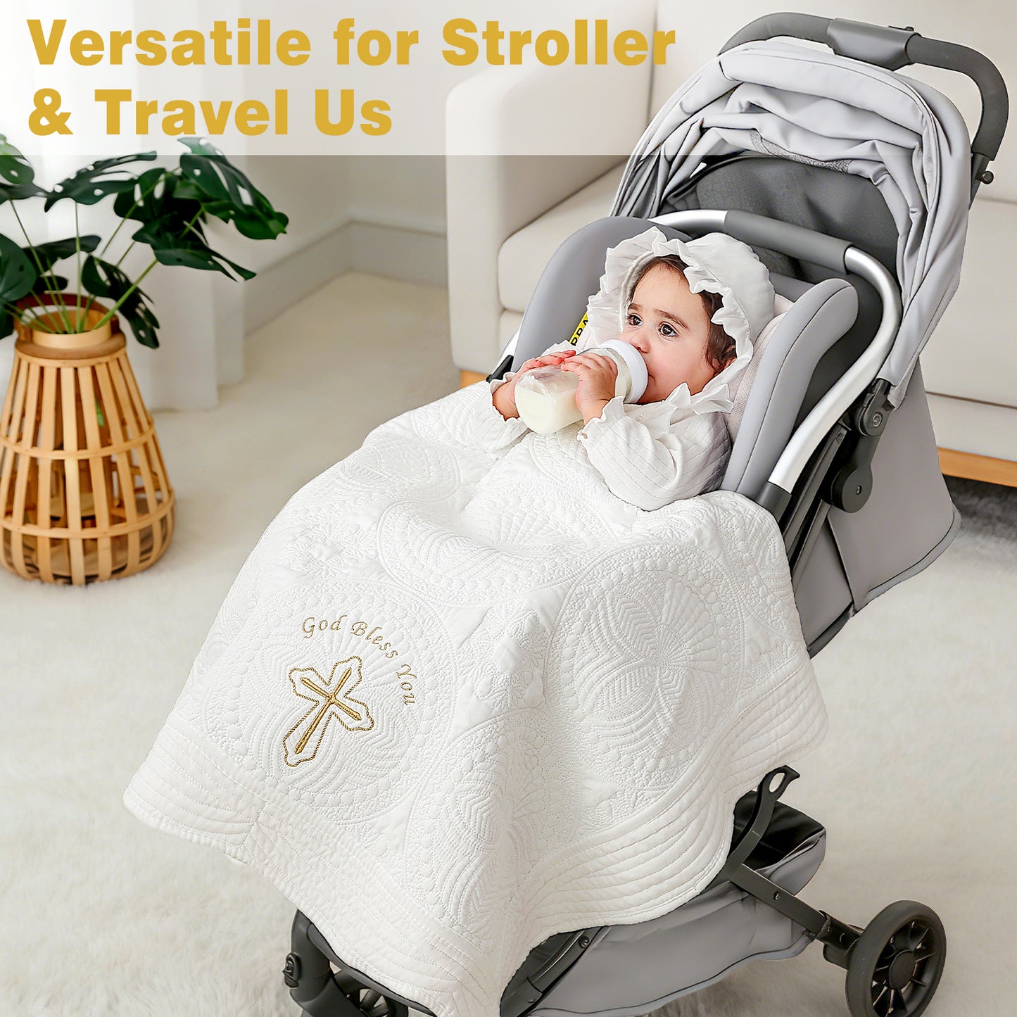 Embroidered Baptism & Christening Baby Blanket