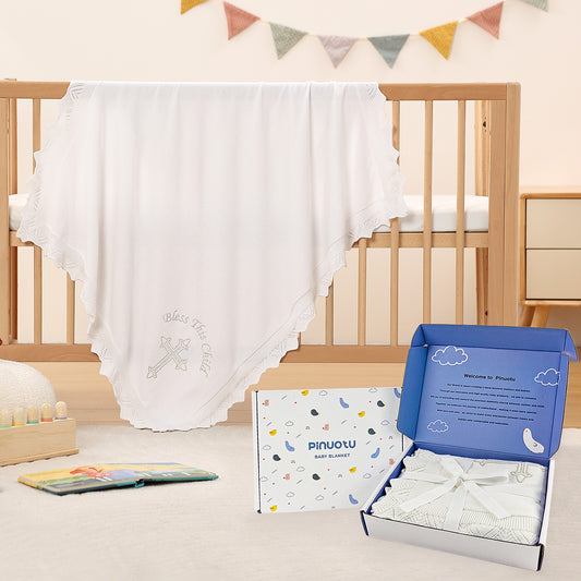 EMBROIDERED CROSS BAPTISM BLANKET