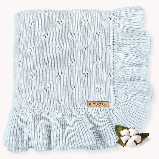BLUE OPENWORK LACE BLANKET