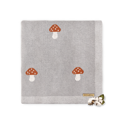 GREY MUSHROOM BABY BLANKT