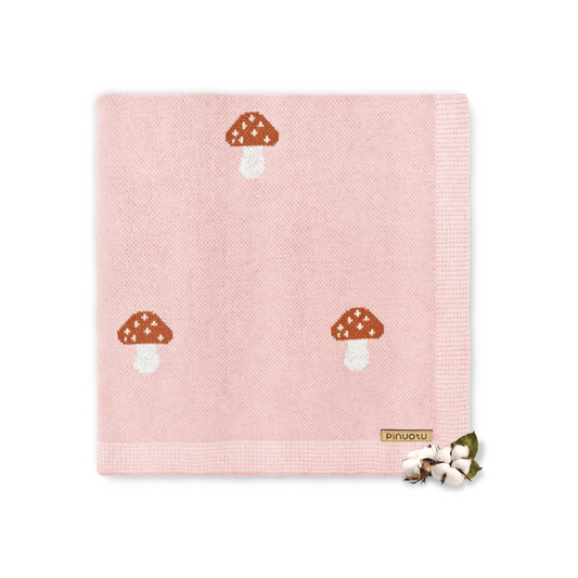 PINK MUSHROOM BABY BLANKT