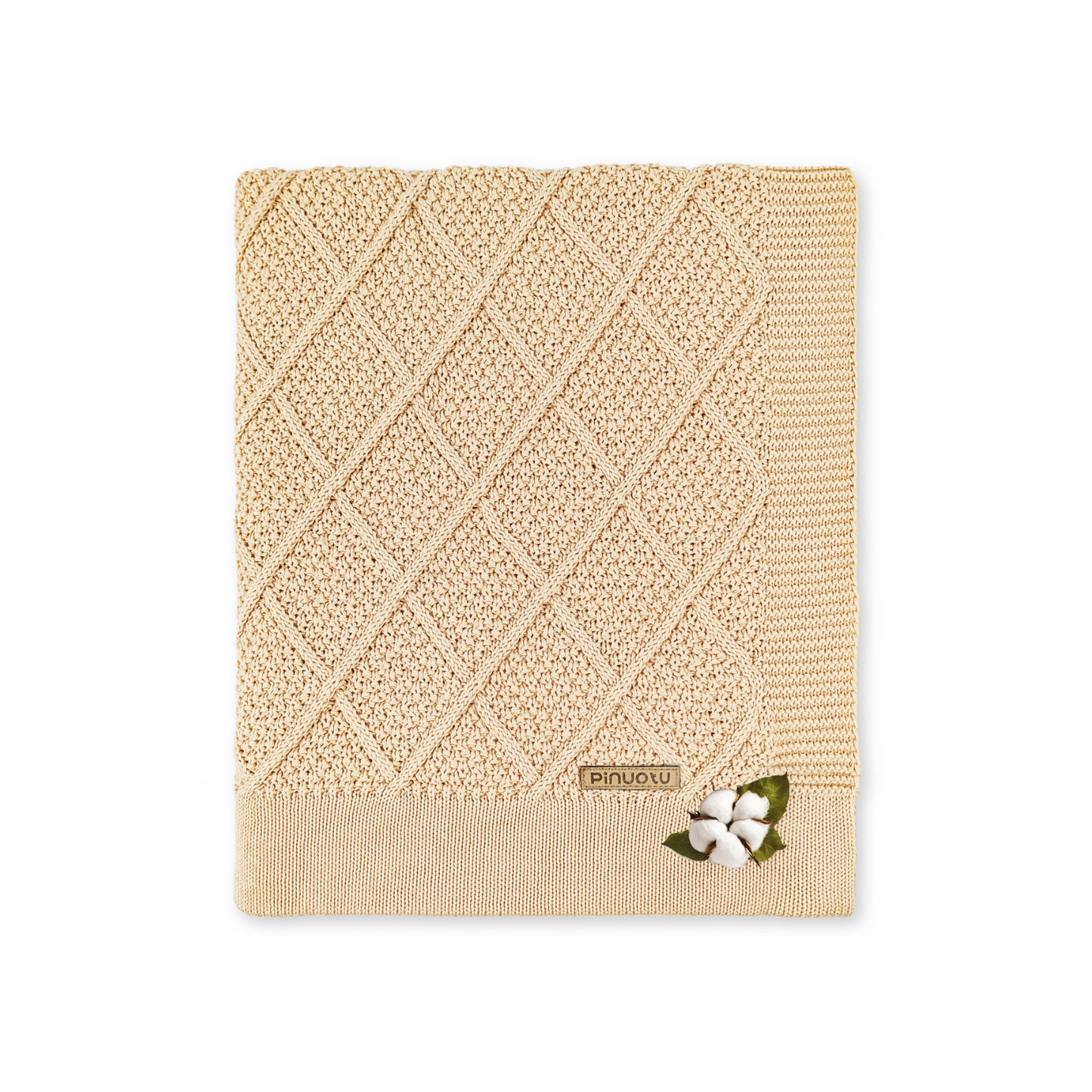 BEIGE DIAMOND CHECKERED BLANKET