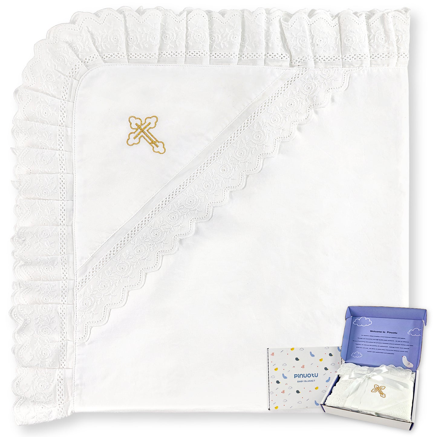 Baptism & Christening Baby Blanket with Hood