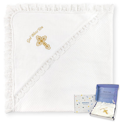Baptism & Christening Baby Blanket with Hood