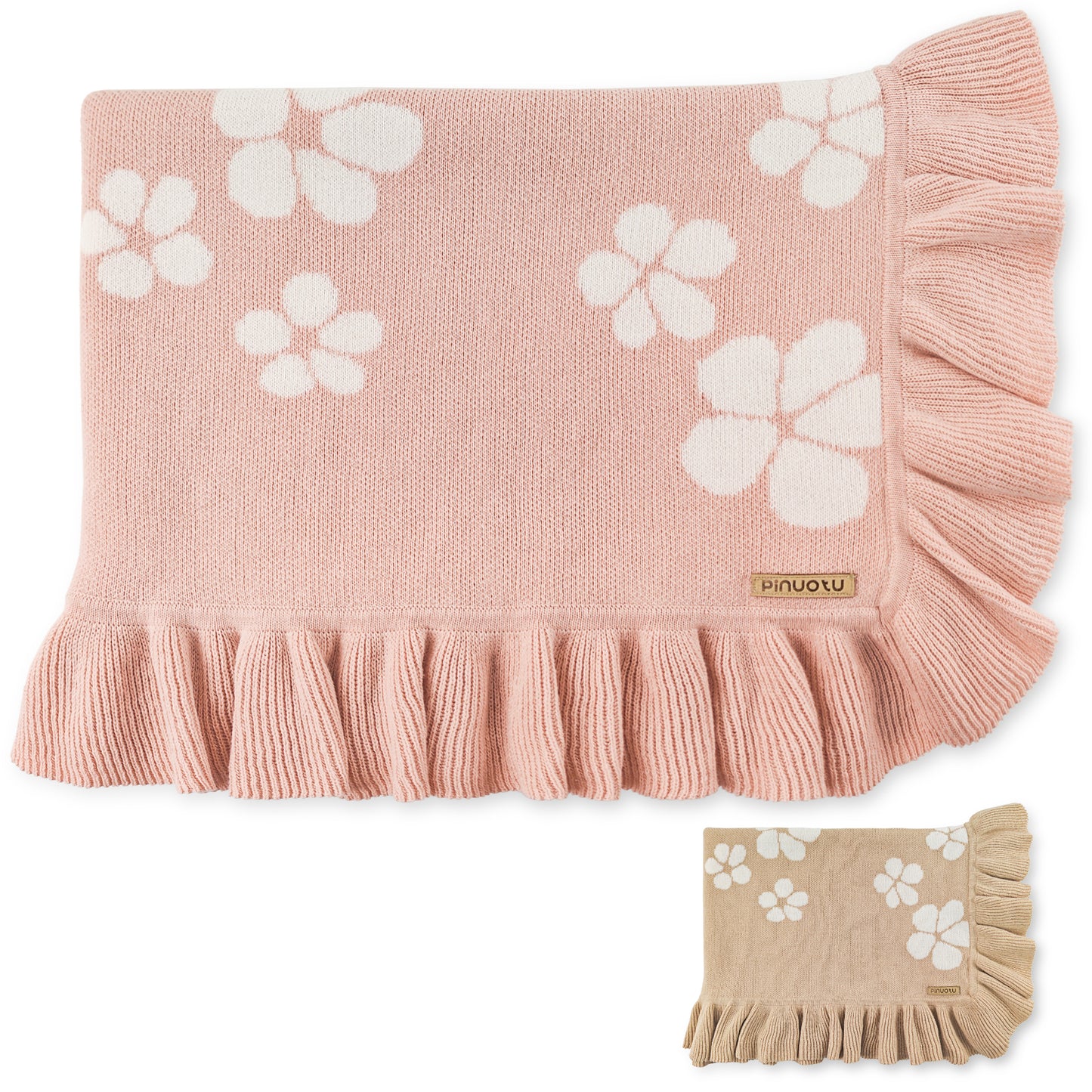 Cotton Knit Baby Blanket with Ruffle Edge