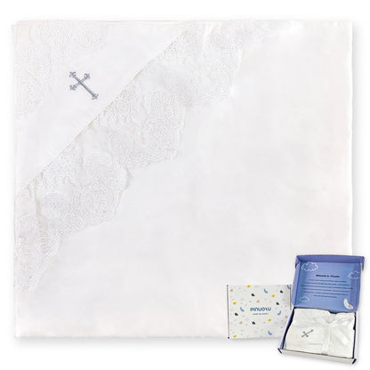 Baptism & Christening Baby Blanket – Luxury Bamboo Fiber Hooded Wrap