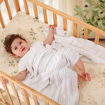 WHITE TWISTED ROPE BLANKET