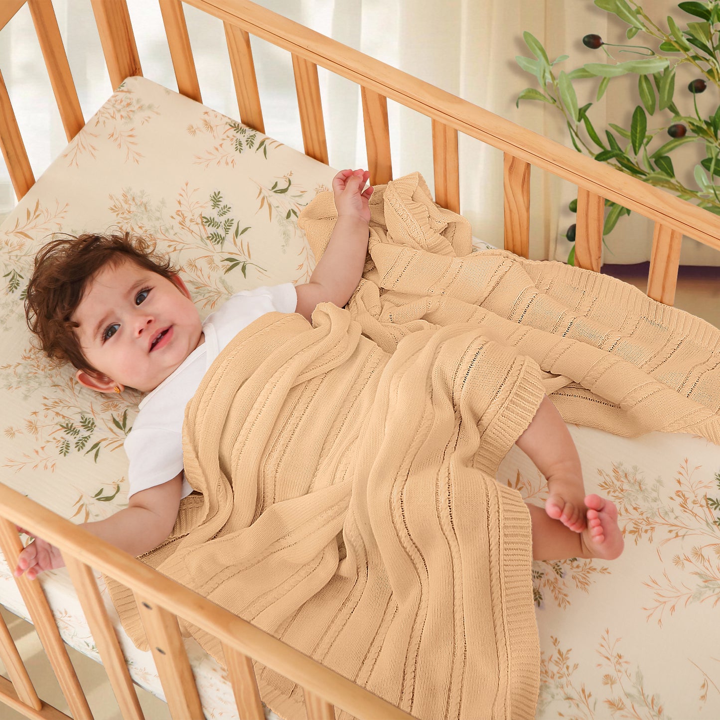 CREAM TWISTED ROPE BLANKET