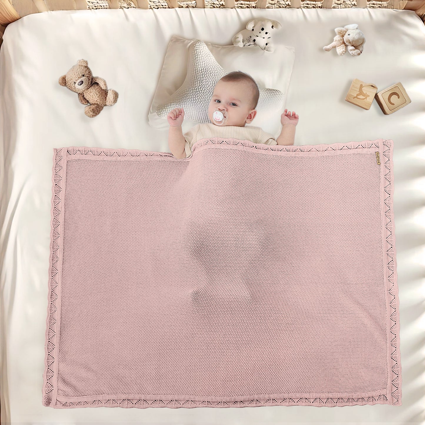 DUSTY ROSE KNITTED BABY BLANKET