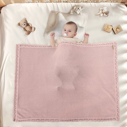 DUSTY ROSE KNITTED BABY BLANKET