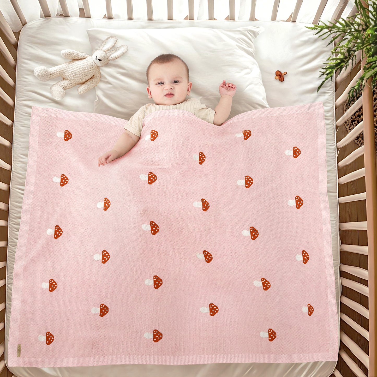 PINK MUSHROOM BABY BLANKT