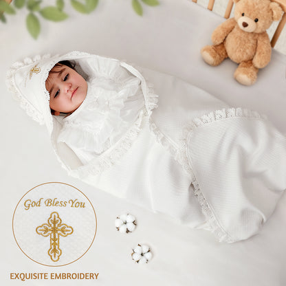 Baptism & Christening Baby Blanket with Hood