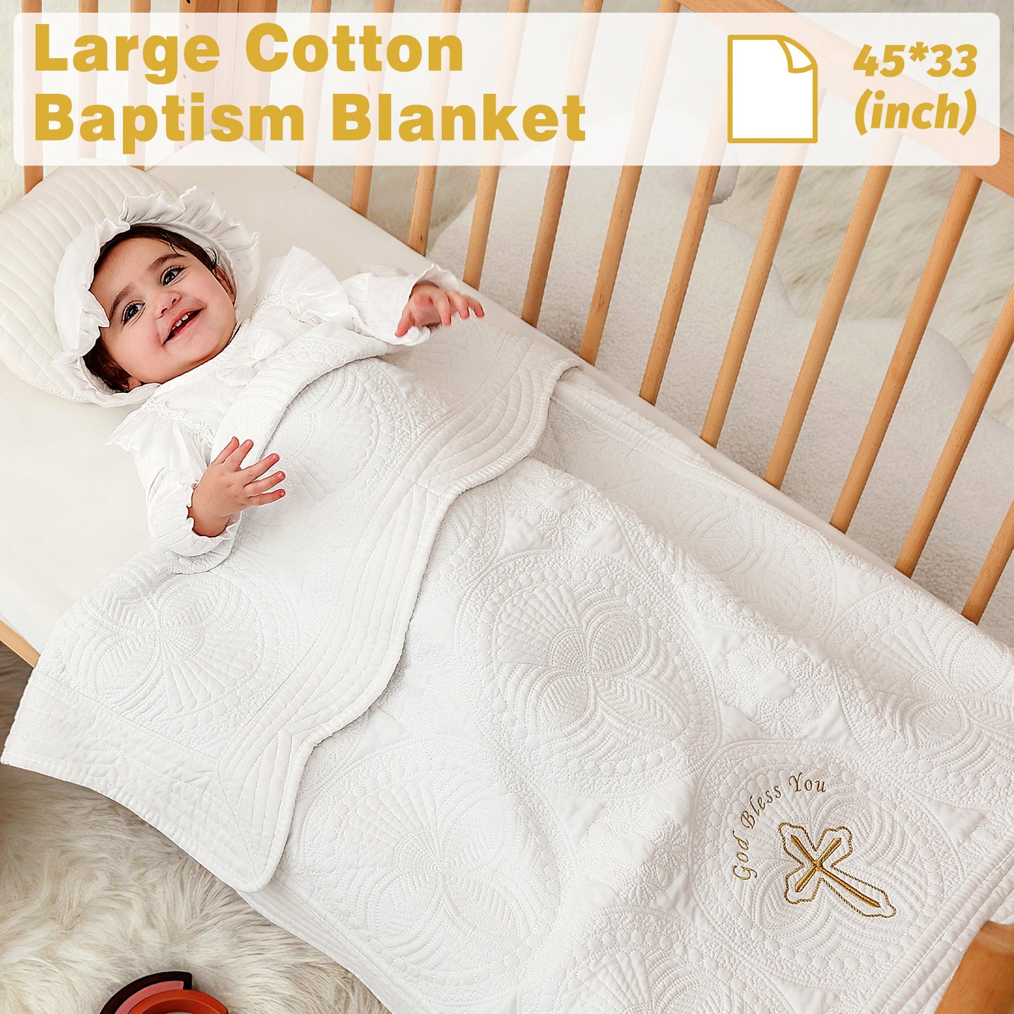 Embroidered Baptism & Christening Baby Blanket