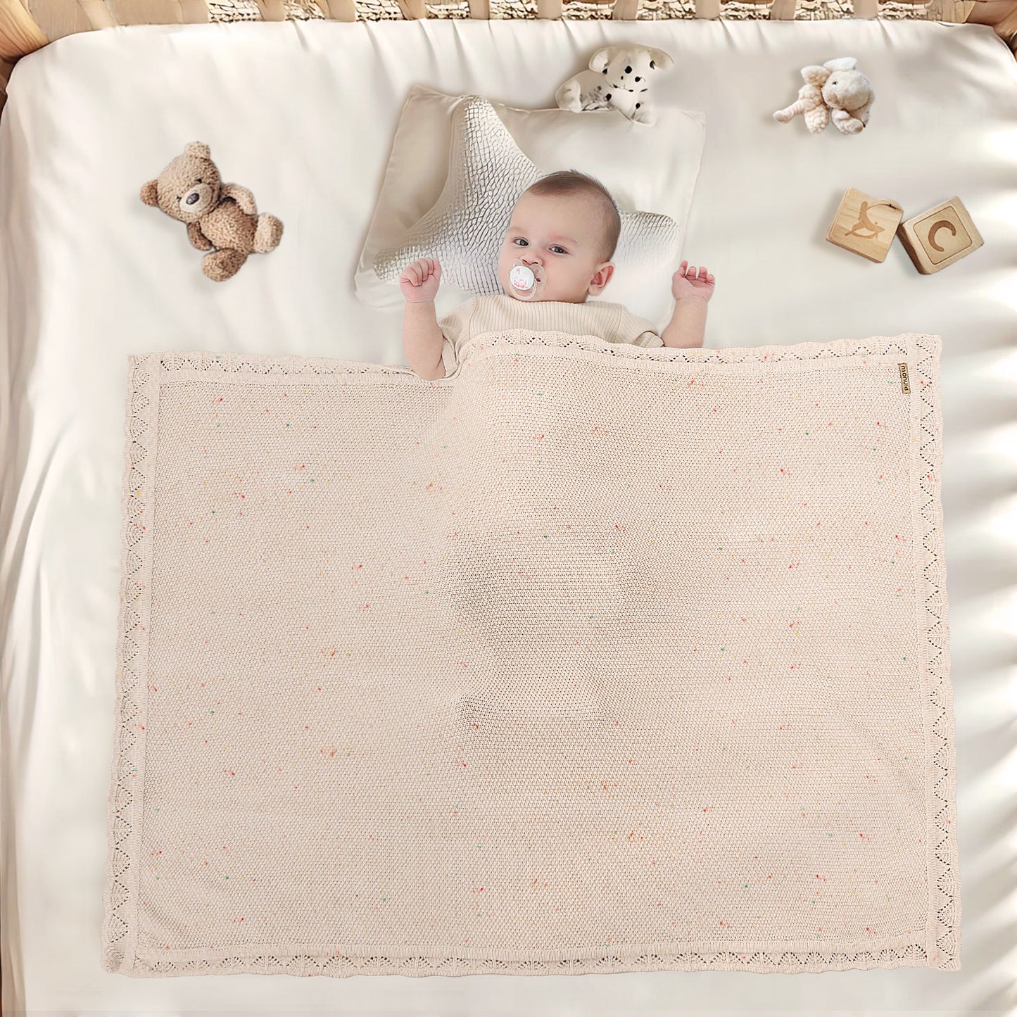 OATMEAL FLECK KNITTED BABY BLANKET