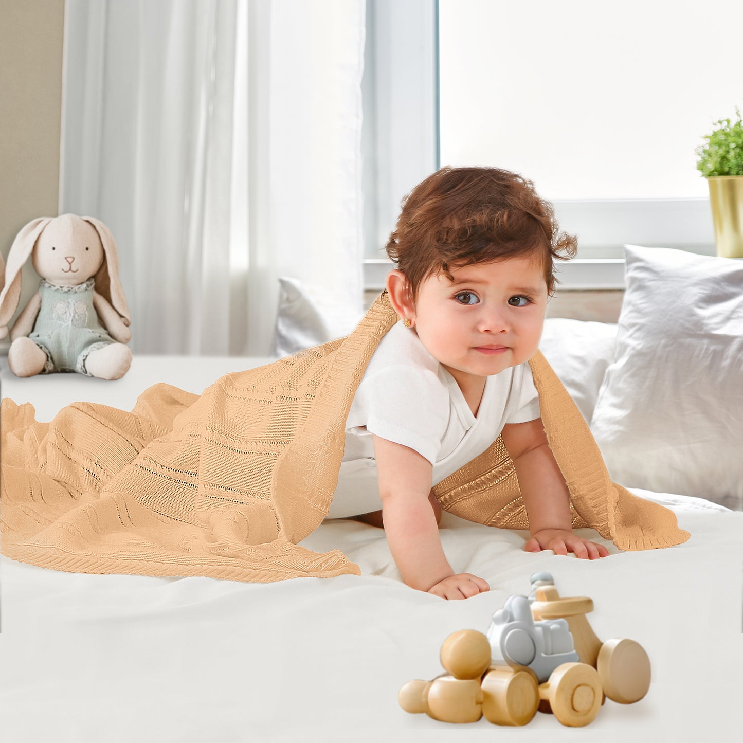 CREAM TWISTED ROPE BLANKET