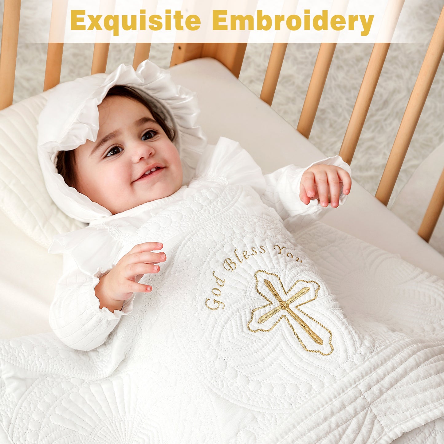 Embroidered Baptism & Christening Baby Blanket