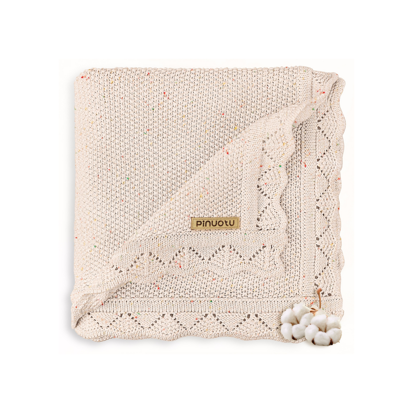 OATMEAL FLECK KNITTED BABY BLANKET