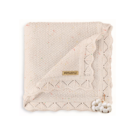 OATMEAL FLECK KNITTED BABY BLANKET