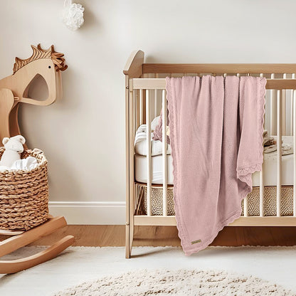 DUSTY ROSE KNITTED BABY BLANKET