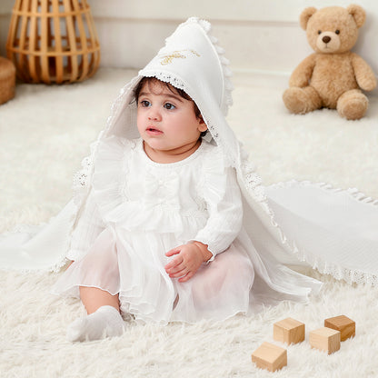 Baptism & Christening Baby Blanket with Hood