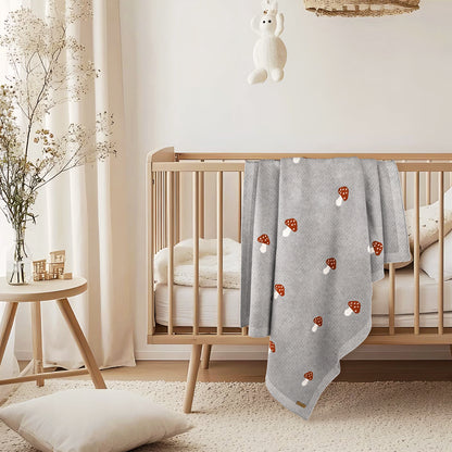 GREY MUSHROOM BABY BLANKT
