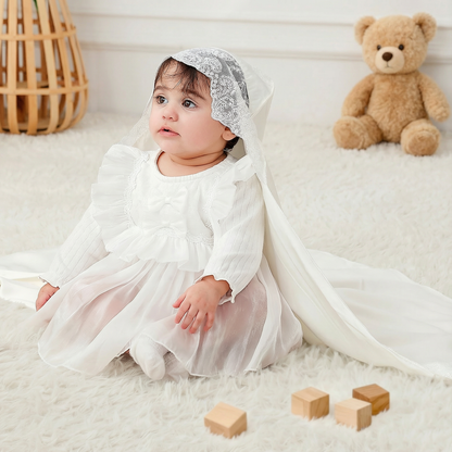 Baptism & Christening Baby Blanket – Luxury Bamboo Fiber Hooded Wrap