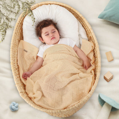 BEIGE DIAMOND CHECKERED BLANKET