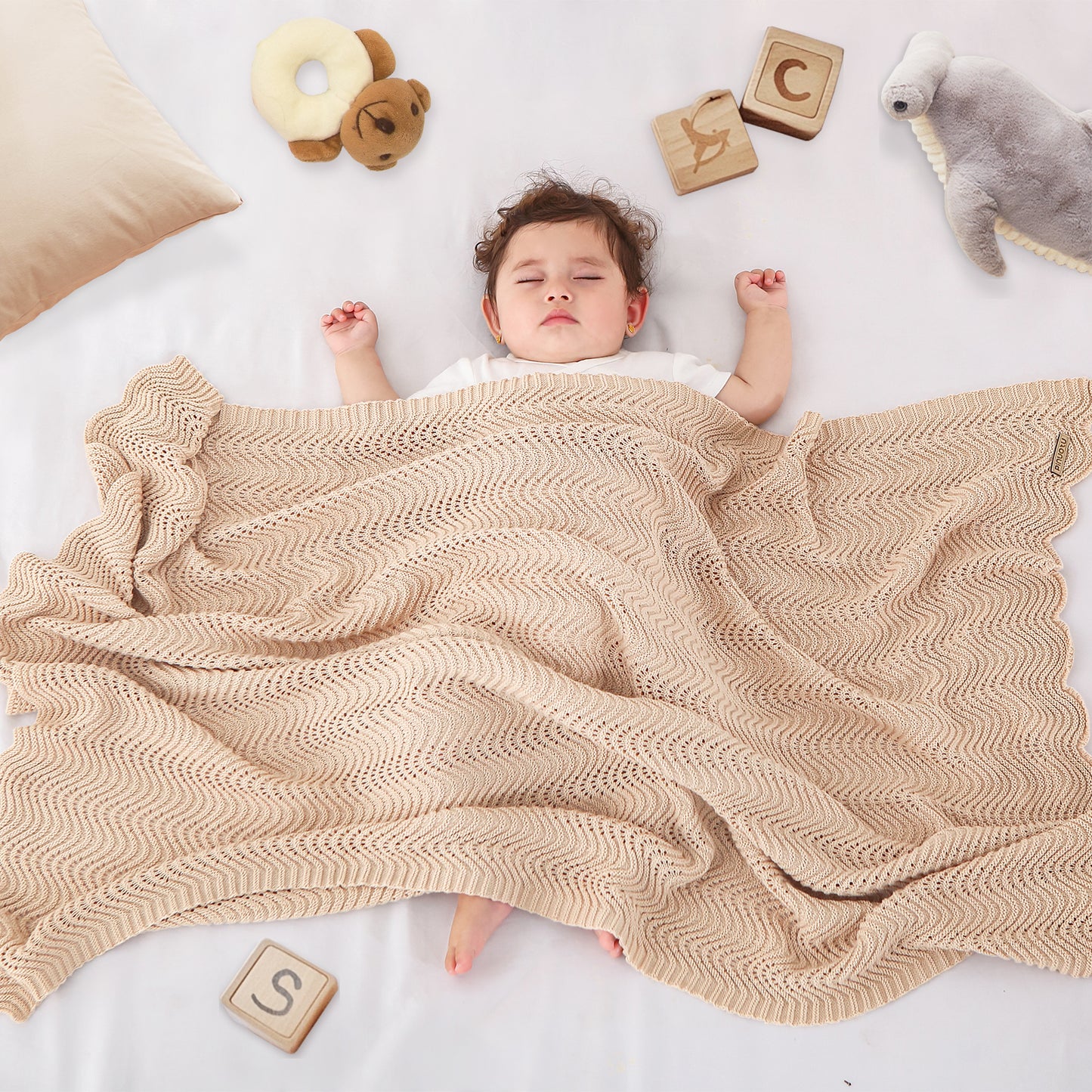 CREAM CROCHET BLANKET