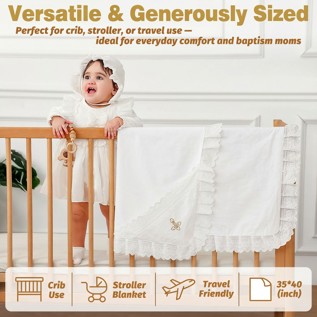 Baptism & Christening Baby Blanket with Hood