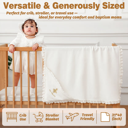 Baptism & Christening Baby Blanket with Hood