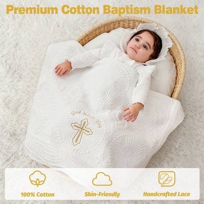 Embroidered Baptism & Christening Baby Blanket