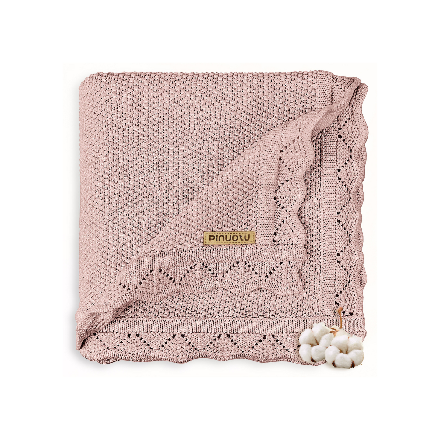DUSTY ROSE KNITTED BABY BLANKET