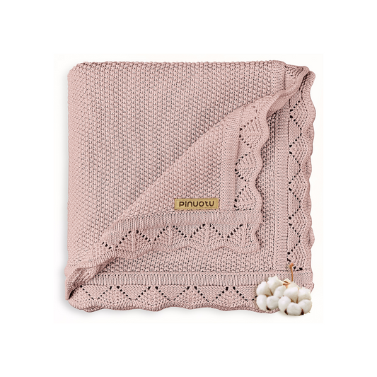 DUSTY ROSE KNITTED BABY BLANKET