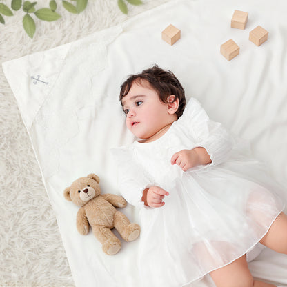 Baptism & Christening Baby Blanket – Luxury Bamboo Fiber Hooded Wrap