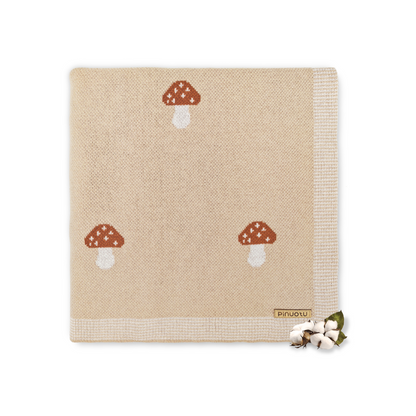 CREAM MUSHROOM BABY BLANKT