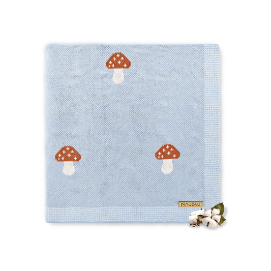 BLUE MUSHROOM BABY BLANKT